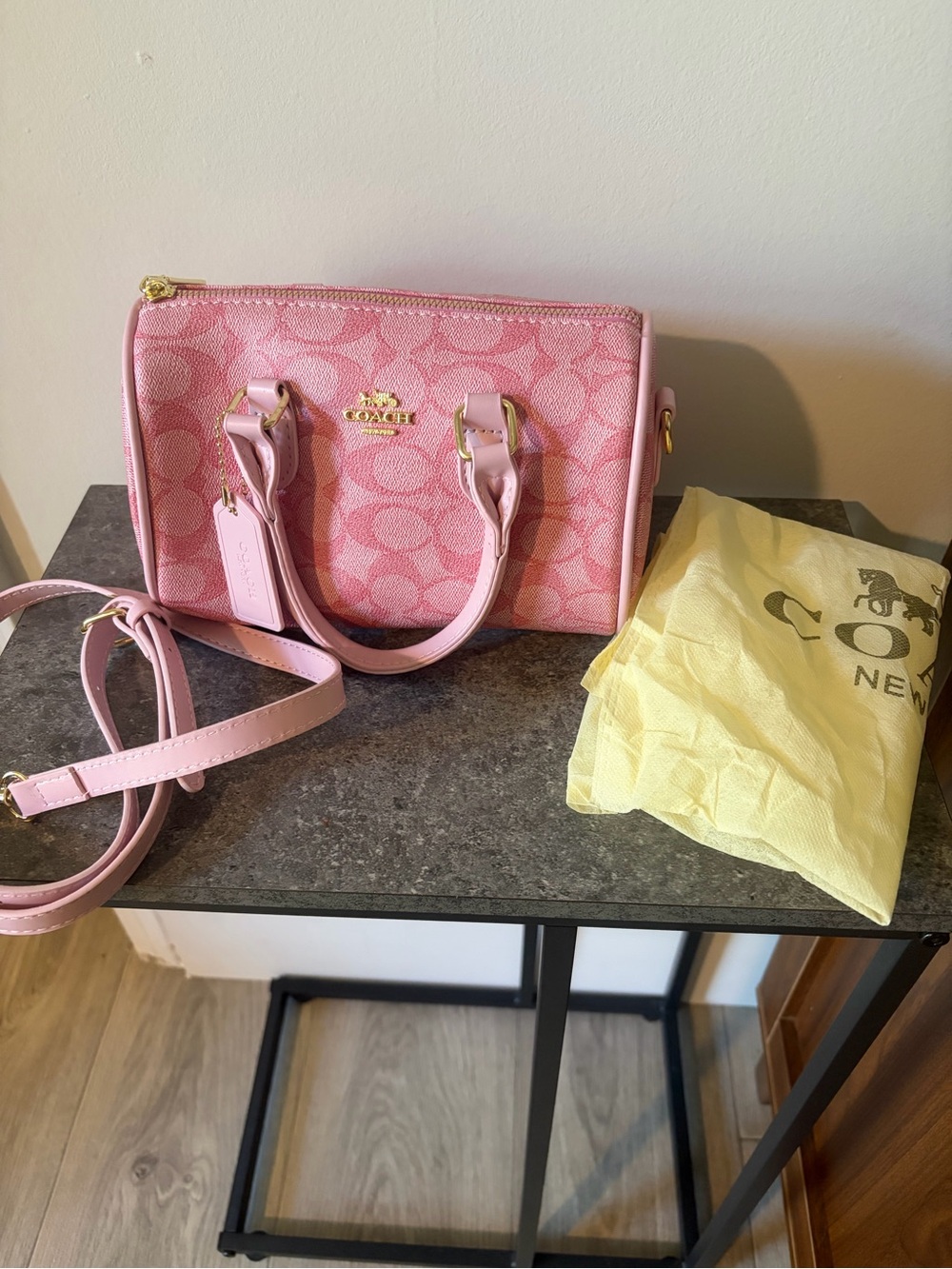 Coach Pink Signature Mini Satchel with Removable Strap